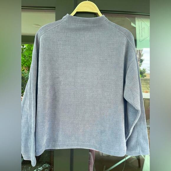 NWT MADEWELL ~ Comfy Blue-Grey Textured Long-Sleeve Mock Turtleneck ~ Size Small - Picture 1 of 6